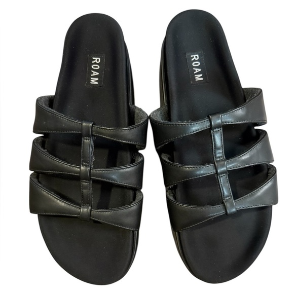 ROAM DEMI GLADIATOR STACK PLATFORM IN BLACK VEGAN LEATHER Size 10 - Picture 4 of 7